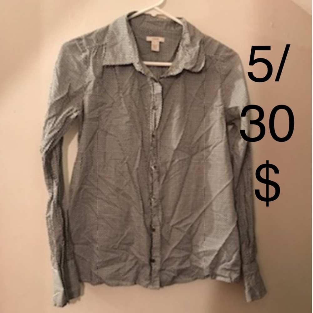 🌻Silky J. Crew Black and White Print Button Down Shirt